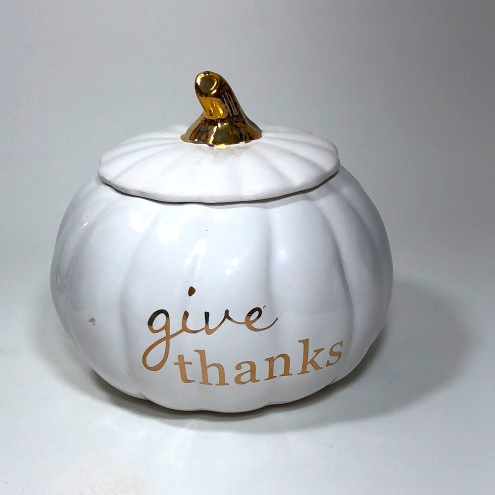 Ceramic Pumpkin W/lid “give Thanks” - Picture 1 of 8
